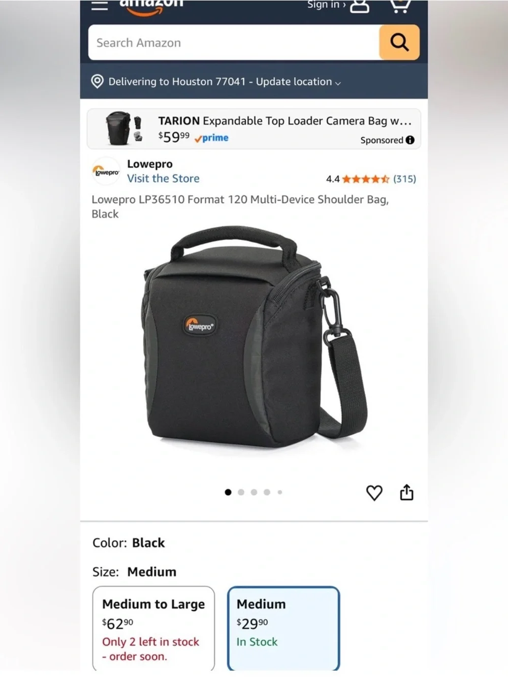 2pcs Black Camera Bag with Black Tripod Kit